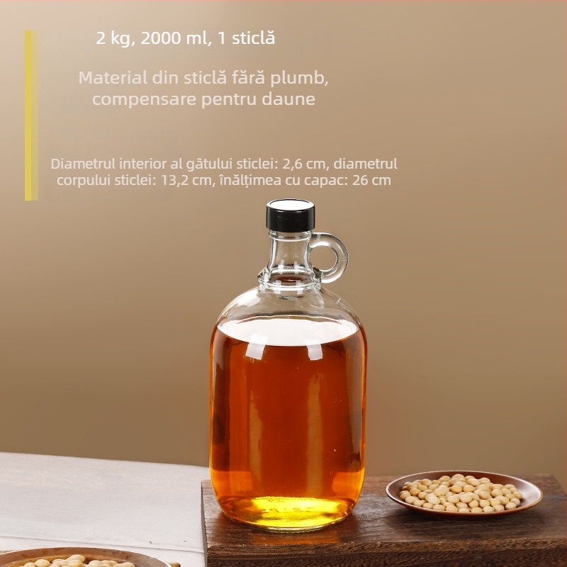 Sticlă din sticlă pentru ulei cu capac etanș, alimentară, pentru ulei de susan și ulei de ceai, cu deschidere și închidere automate