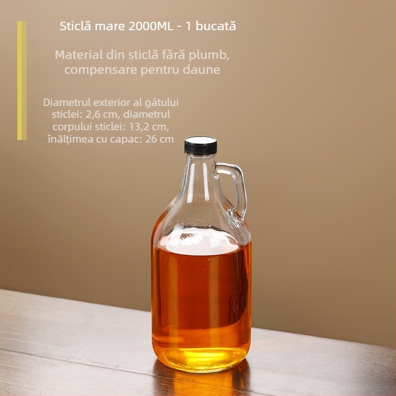 Sticlă din sticlă pentru ulei cu capac etanș, alimentară, pentru ulei de susan și ulei de ceai, cu deschidere și închidere automate