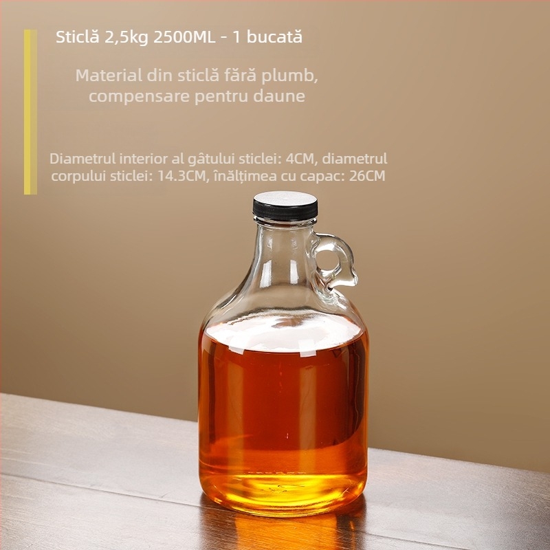 Sticlă din sticlă pentru ulei cu capac etanș, alimentară, pentru ulei de susan și ulei de ceai, cu deschidere și închidere automate