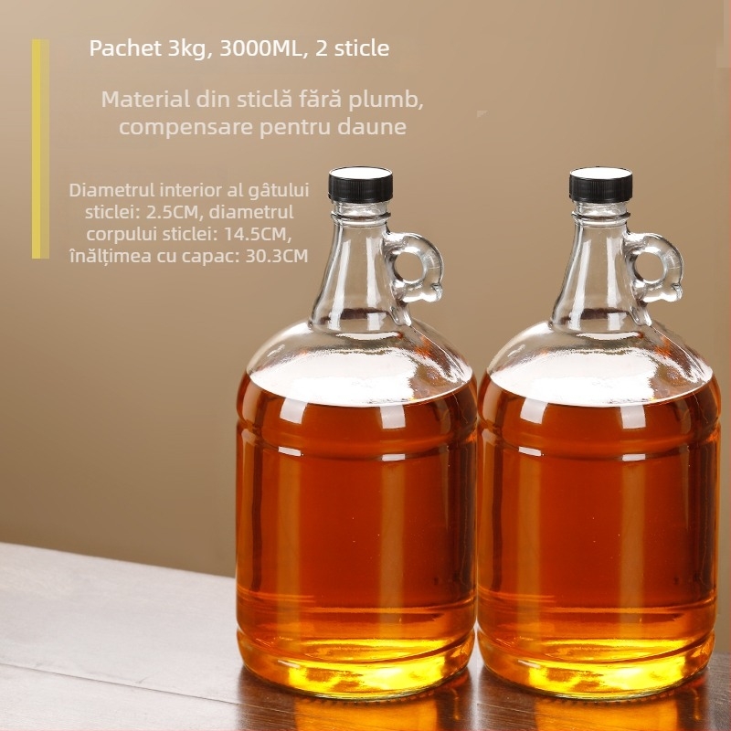 Sticlă din sticlă pentru ulei cu capac etanș, alimentară, pentru ulei de susan și ulei de ceai, cu deschidere și închidere automate