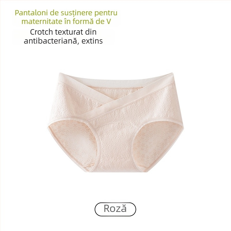 Chiloți de maternitate din bumbac, căptușeală din bumbac, țesătură jacquard, respirabili, antibacterieni, susținerea abdomenului, talie joasă