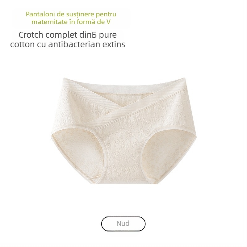 Chiloți de maternitate din bumbac, căptușeală din bumbac, țesătură jacquard, respirabili, antibacterieni, susținerea abdomenului, talie joasă