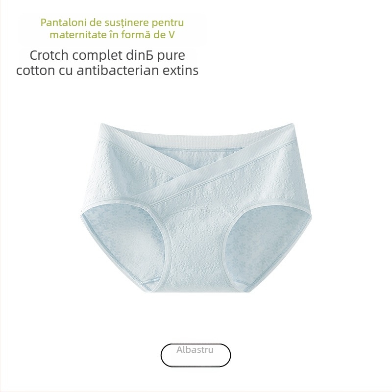 Chiloți de maternitate din bumbac, căptușeală din bumbac, țesătură jacquard, respirabili, antibacterieni, susținerea abdomenului, talie joasă