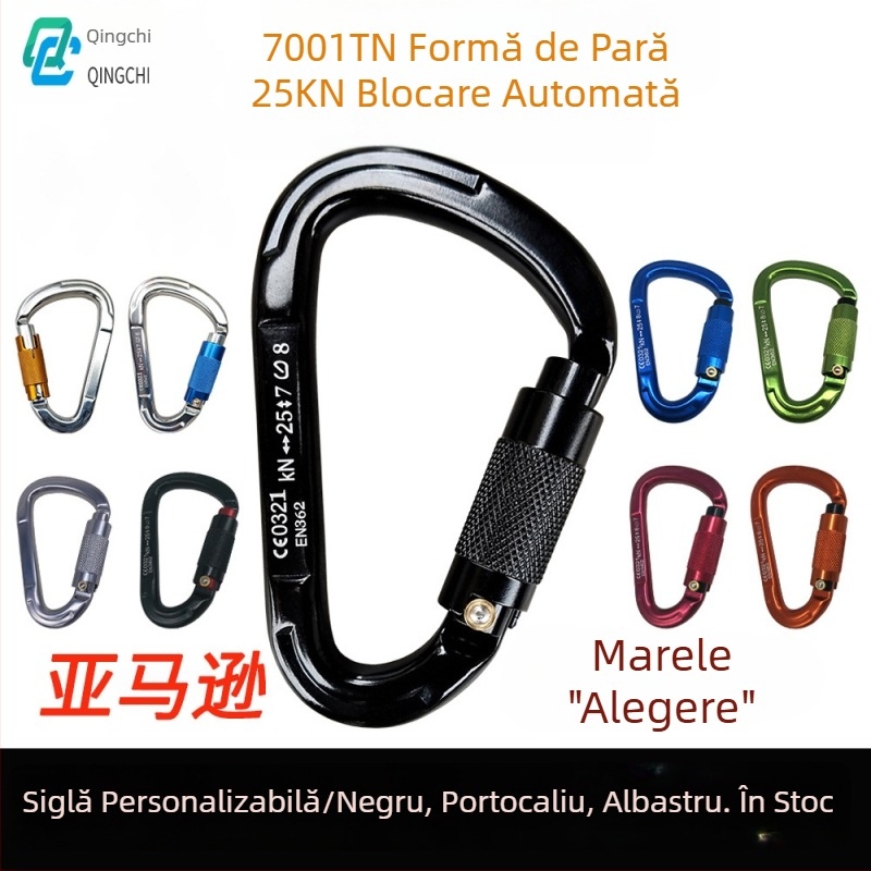 Carabinieră cu eliberare rapidă, închidere automată, aliaj de aluminiu, 25 kN, marcă Q&C, pachet de 100 buc