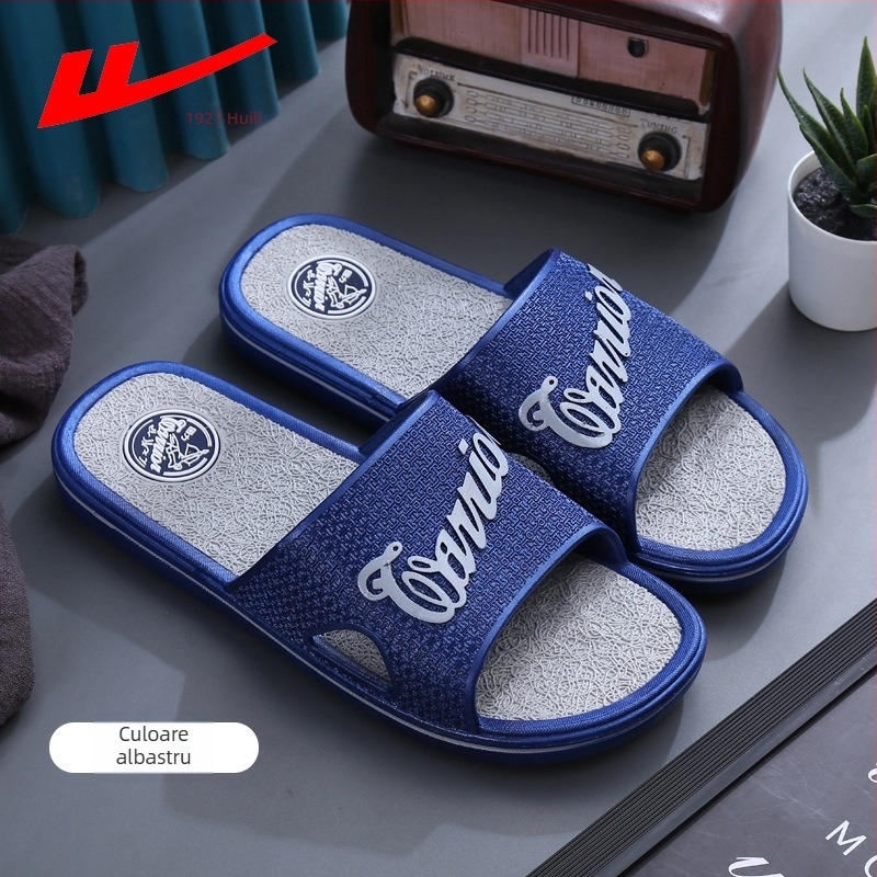 Papuci de interior pentru bărbați din PVC, talpă antiderapantă groasă, deget deschis, turnare prin injecție