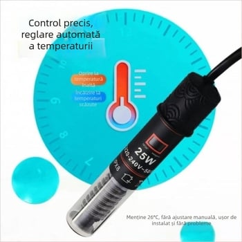 Băț de încălzire pentru acvariu, temperatură constantă automată, corp din sticlă, 25W/50W