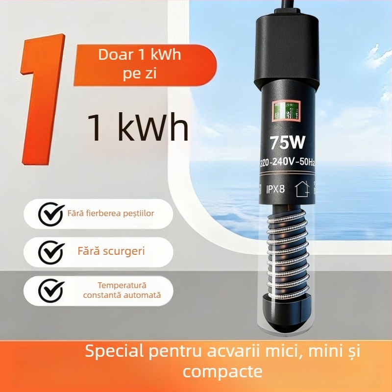 Băț de încălzire pentru acvariu, temperatură constantă automată, corp din sticlă, 25W/50W