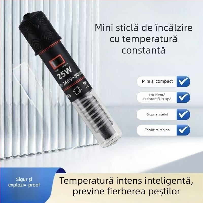 Băț de încălzire pentru acvariu, temperatură constantă automată, corp din sticlă, 25W/50W