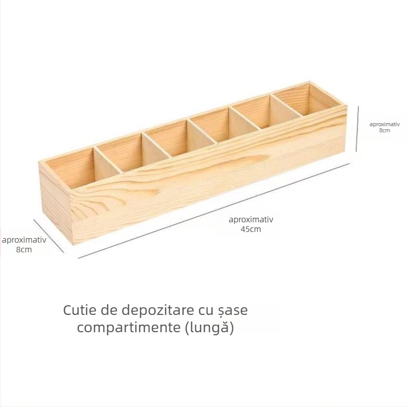 Cutie de depozitare din lemn cu compartimente pătrate, pentru utilizare pe birou, 18L capacitate, personalizabilă, montaj în mașină