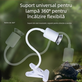 Lampă UVB 3 în 1 pentru țestoase și reptile în terariu – Material ABS, 25W, încălzire și sterilizare, lampă cu clemă