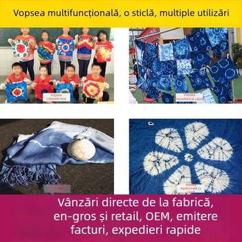 Kit DIY Tie-Dye pentru copii, vopsele lichide în sticluţe cu pigmenţi minerali, fără fierbere, capacitate 50, Brand Tips