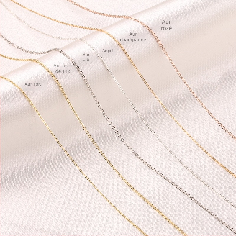 Lanț placat cu aur umplut 14K/18K, mărgele din bile, lanț subțire cu conectare plată O, nucleu din cupru, electroplacare pentru bijuterii DIY