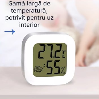 Termometru pentru acvariu, impermeabil, înaltă precizie, afișaj digital dual, montaj pe perete, senzor extern pentru temperatură și umiditate