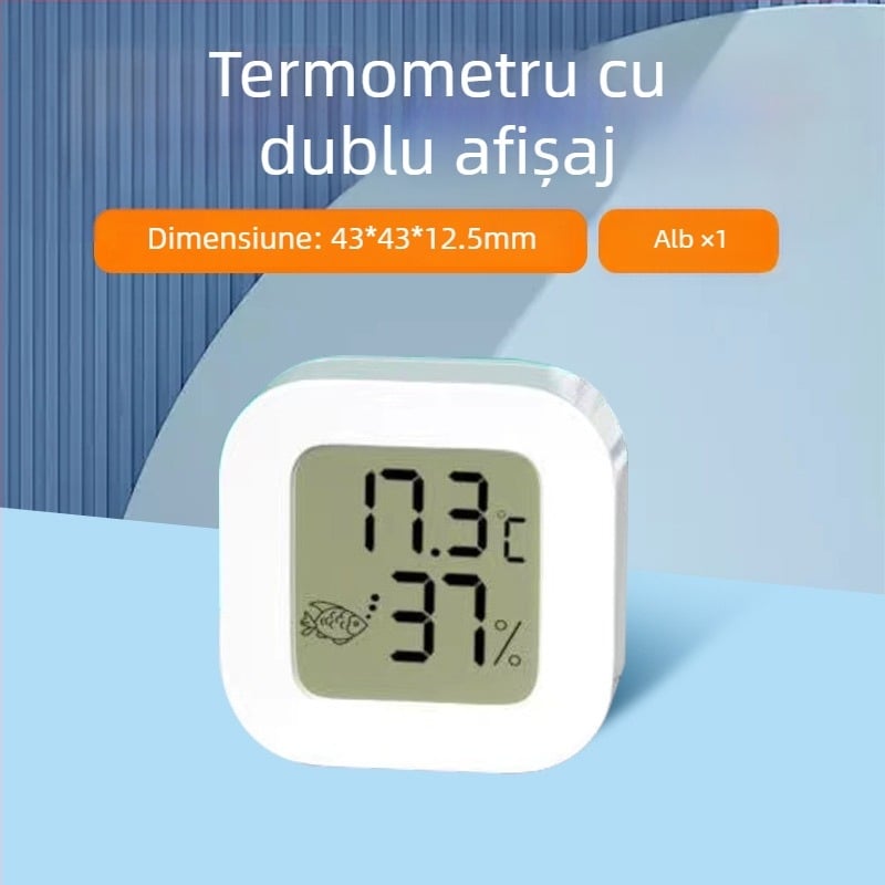 Termometru pentru acvariu, impermeabil, înaltă precizie, afișaj digital dual, montaj pe perete, senzor extern pentru temperatură și umiditate
