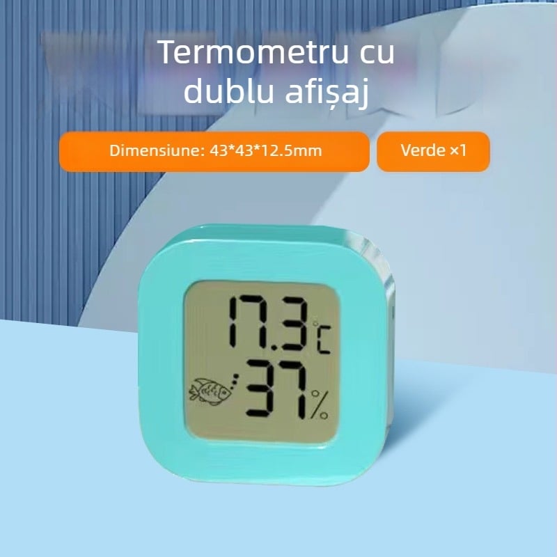 Termometru pentru acvariu, impermeabil, înaltă precizie, afișaj digital dual, montaj pe perete, senzor extern pentru temperatură și umiditate