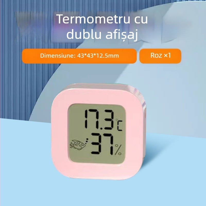 Termometru pentru acvariu, impermeabil, înaltă precizie, afișaj digital dual, montaj pe perete, senzor extern pentru temperatură și umiditate