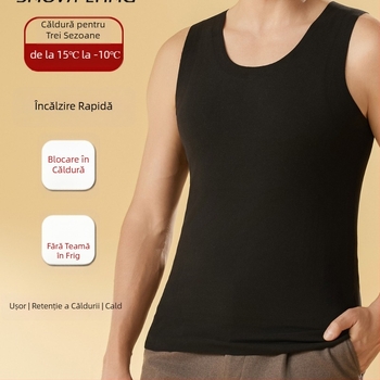 Vesta termică din lână, fără cusături – bază în formă de Y, grosime 401–500 g/m², guler rotund, iarnă