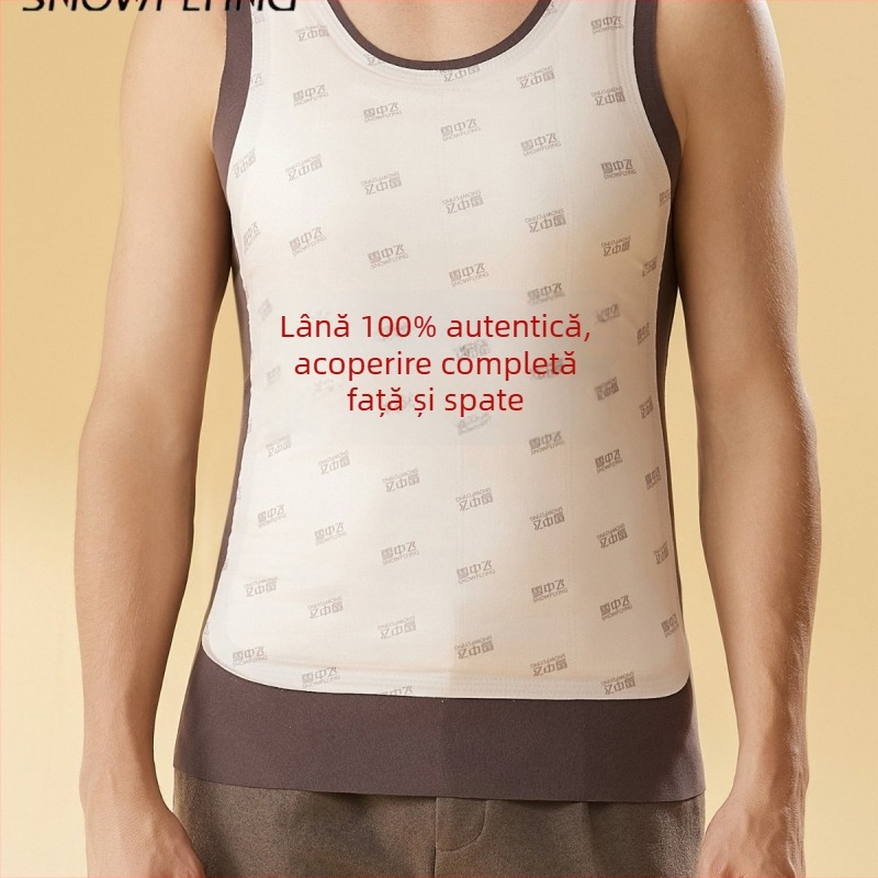 Vesta termică din lână, fără cusături – bază în formă de Y, grosime 401–500 g/m², guler rotund, iarnă