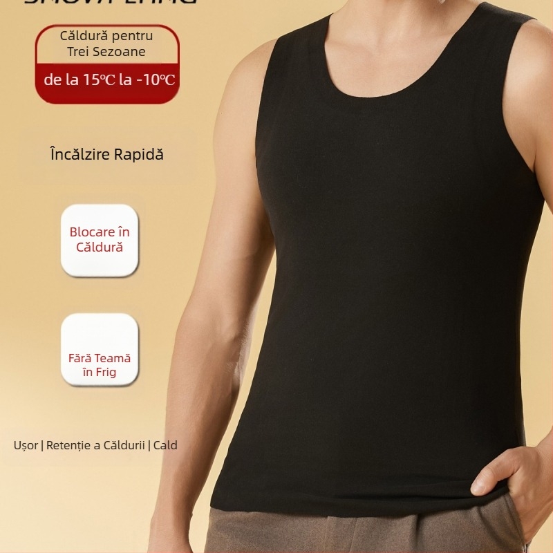 Vesta termică din lână, fără cusături – bază în formă de Y, grosime 401–500 g/m², guler rotund, iarnă