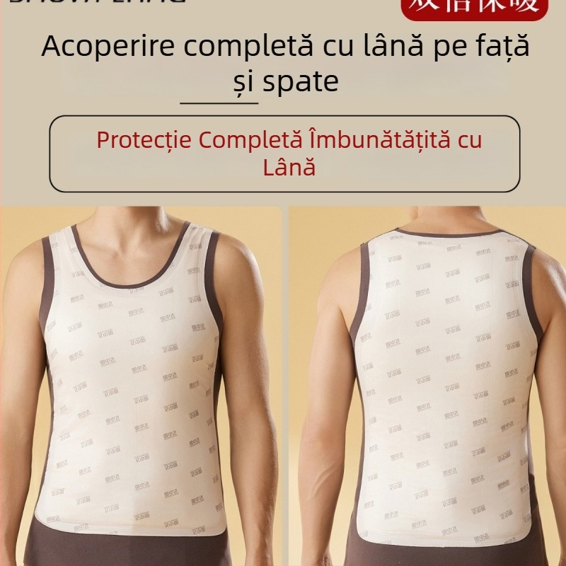 Vesta termică din lână, fără cusături – bază în formă de Y, grosime 401–500 g/m², guler rotund, iarnă