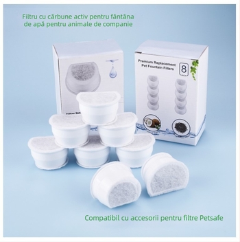 Element filtrant din carbon activ pentru fântâna automată PetSafe – pentru câini și pisici, pachet 8 buc.