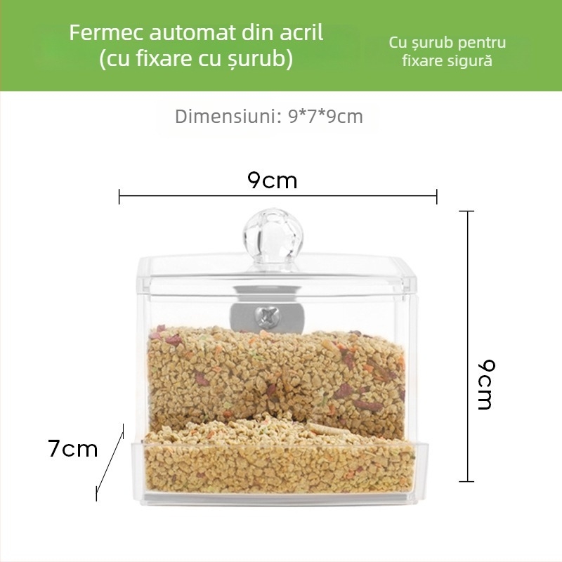 Hranitor automat pentru păsări din acril cu dozator de apă (Weibi)