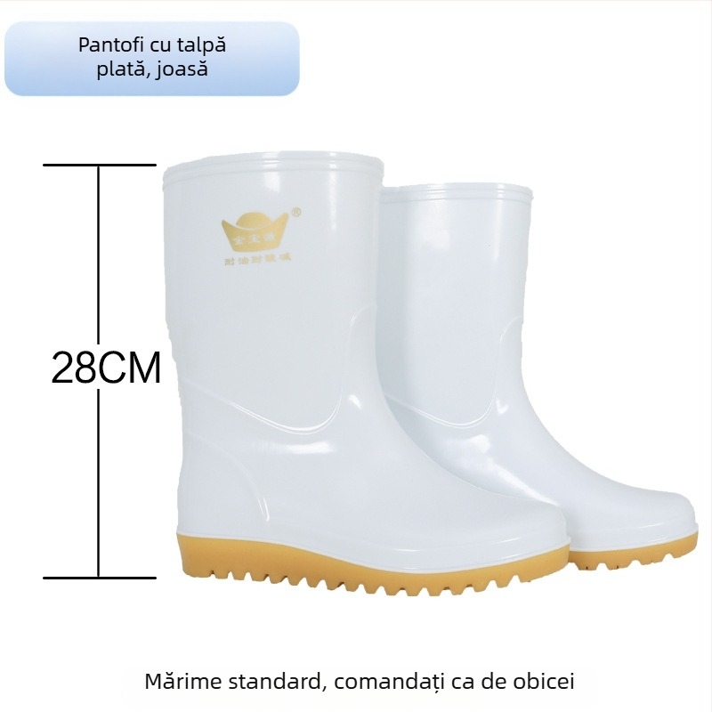 Cizme de ploaie unisex pentru industria alimentară, înălțime mare a gambelor, partea superioară din PVC, talpă din cauciuc, rezistente la ulei și alunecare, turnate dintr-o singură bucată, pentru toate anotimpurile