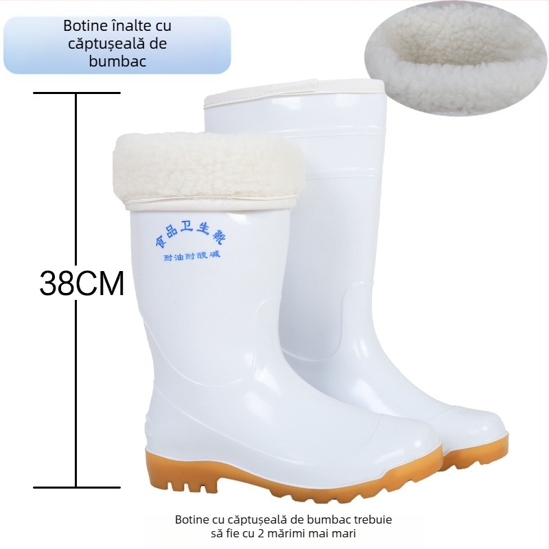 Cizme de ploaie unisex pentru industria alimentară, înălțime mare a gambelor, partea superioară din PVC, talpă din cauciuc, rezistente la ulei și alunecare, turnate dintr-o singură bucată, pentru toate anotimpurile