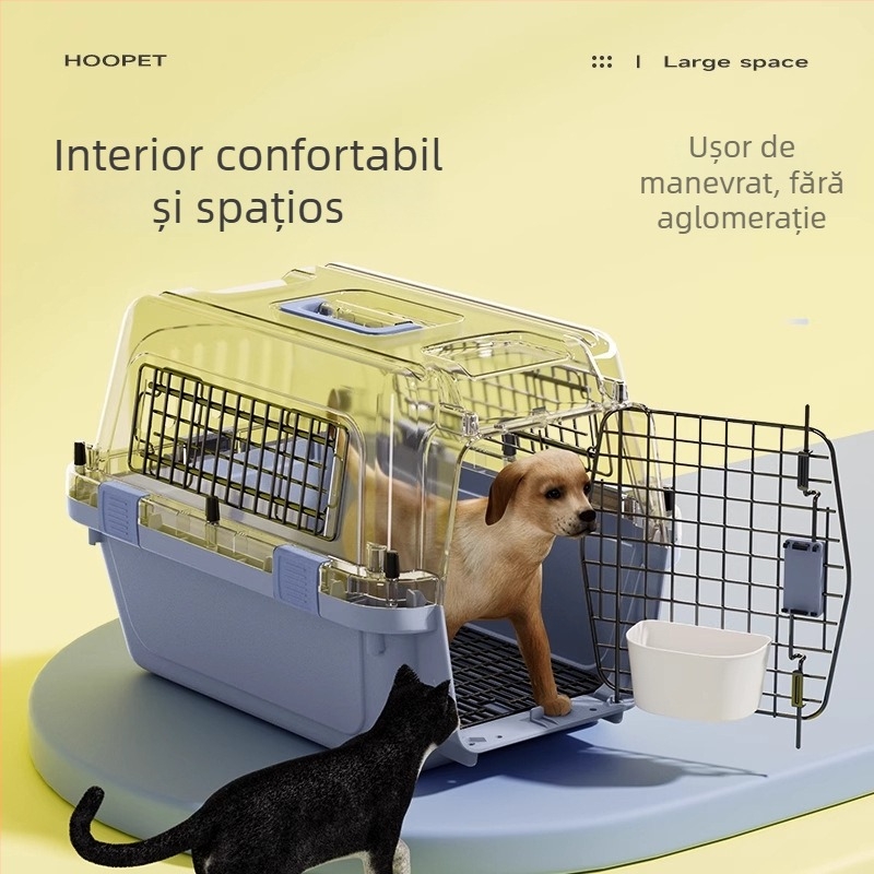 Carrier pentru pisici și câini – transport portabil pentru ieșiri, Material: Fier+PP