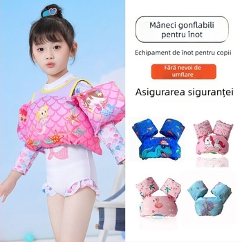 Vestă de plutire pentru copii cu mâneci gonflabile și design flamingo - costum de baie pentru bebeluși (OEM)