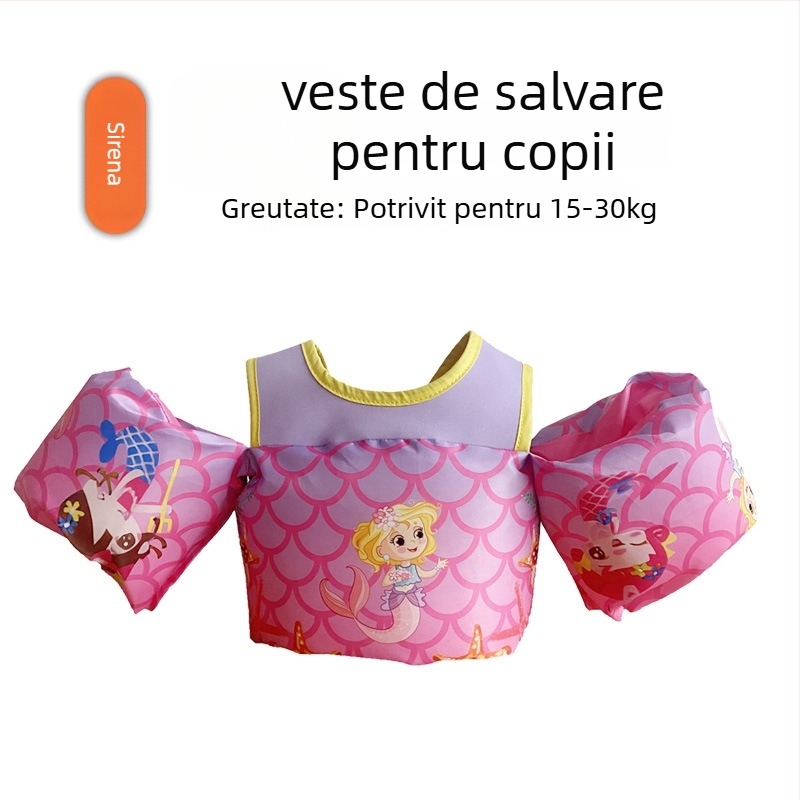 Vestă de plutire pentru copii cu mâneci gonflabile și design flamingo - costum de baie pentru bebeluși (OEM)