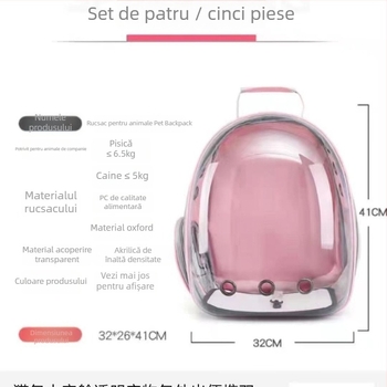 Rucsac din piele pentru animale de companie, 18 L, capsulă spațială portabilă pentru pisici și câini