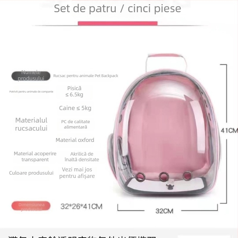 Rucsac din piele pentru animale de companie, 18 L, capsulă spațială portabilă pentru pisici și câini