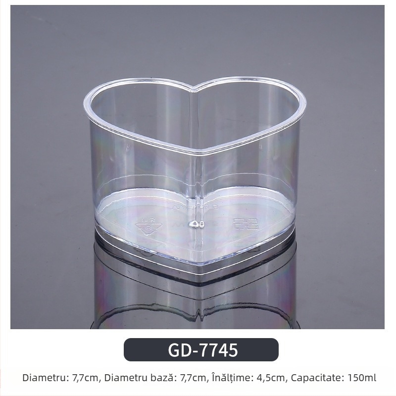Cupe mousse de unică folosință, design îngroșat, cupă creativă de jeleu pentru deserturi, model 7770, plastic PS, cu capac, pentru ambalarea alimentelor