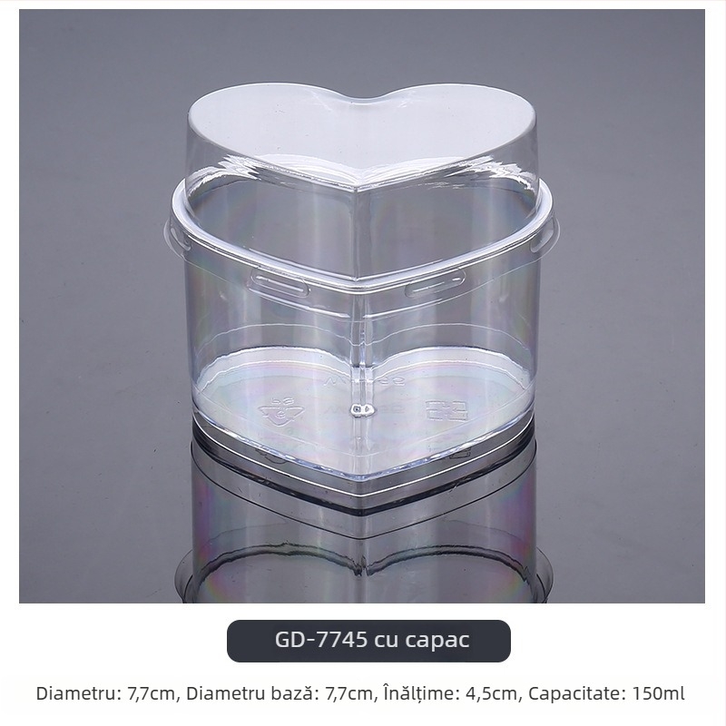 Cupe mousse de unică folosință, design îngroșat, cupă creativă de jeleu pentru deserturi, model 7770, plastic PS, cu capac, pentru ambalarea alimentelor