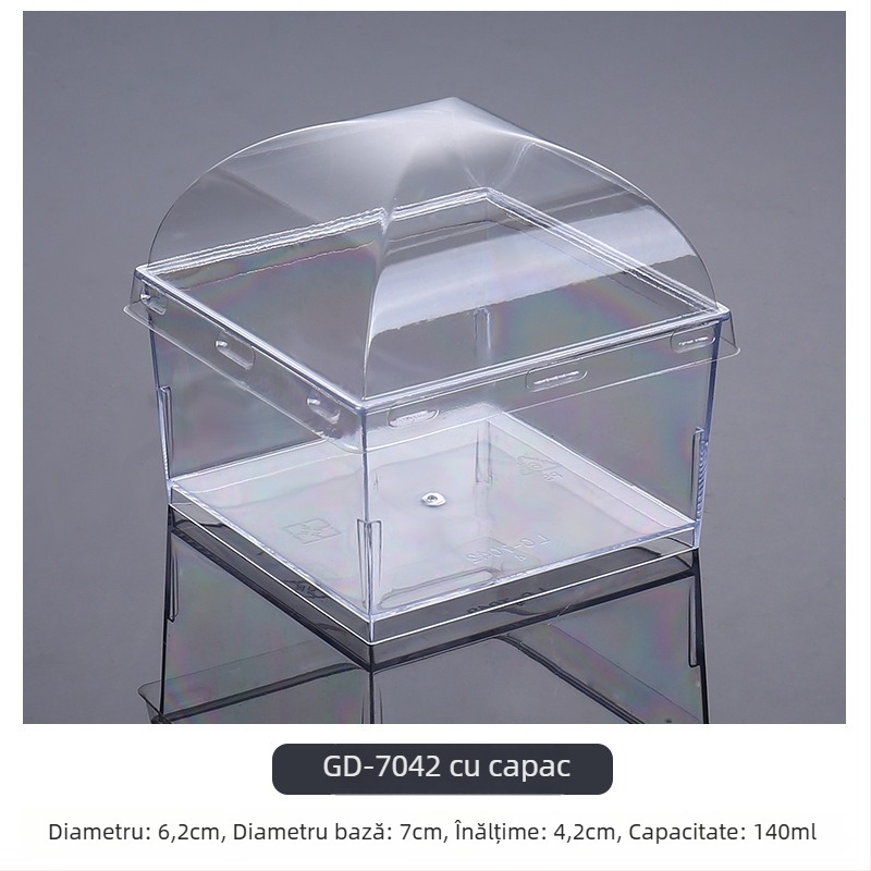 Cupe mousse de unică folosință, design îngroșat, cupă creativă de jeleu pentru deserturi, model 7770, plastic PS, cu capac, pentru ambalarea alimentelor