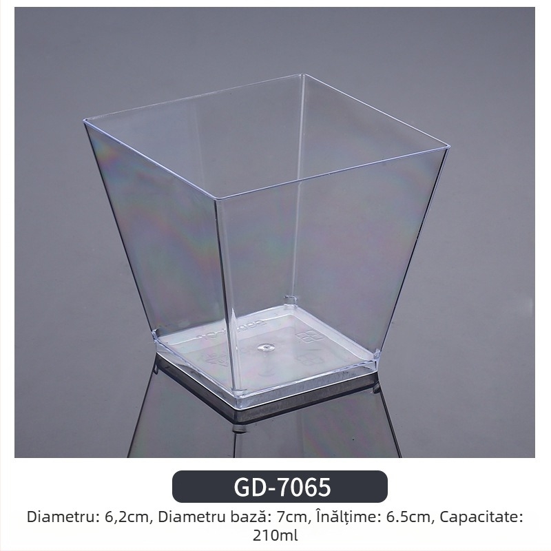 Cupe mousse de unică folosință, design îngroșat, cupă creativă de jeleu pentru deserturi, model 7770, plastic PS, cu capac, pentru ambalarea alimentelor