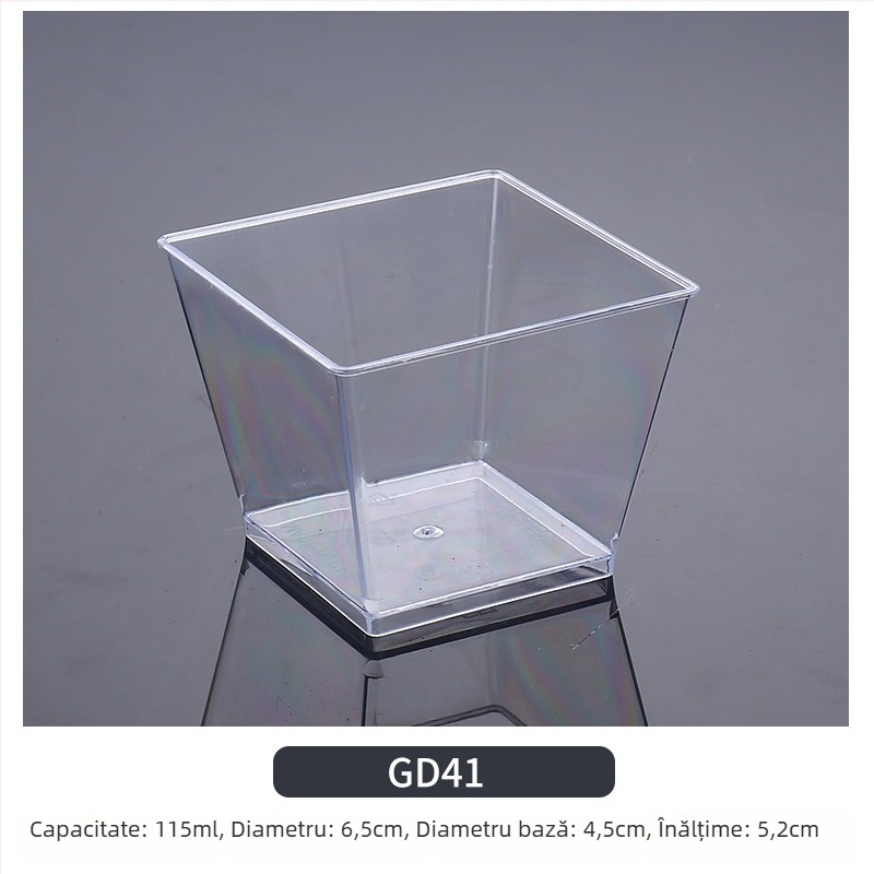 Cupe mousse de unică folosință, design îngroșat, cupă creativă de jeleu pentru deserturi, model 7770, plastic PS, cu capac, pentru ambalarea alimentelor