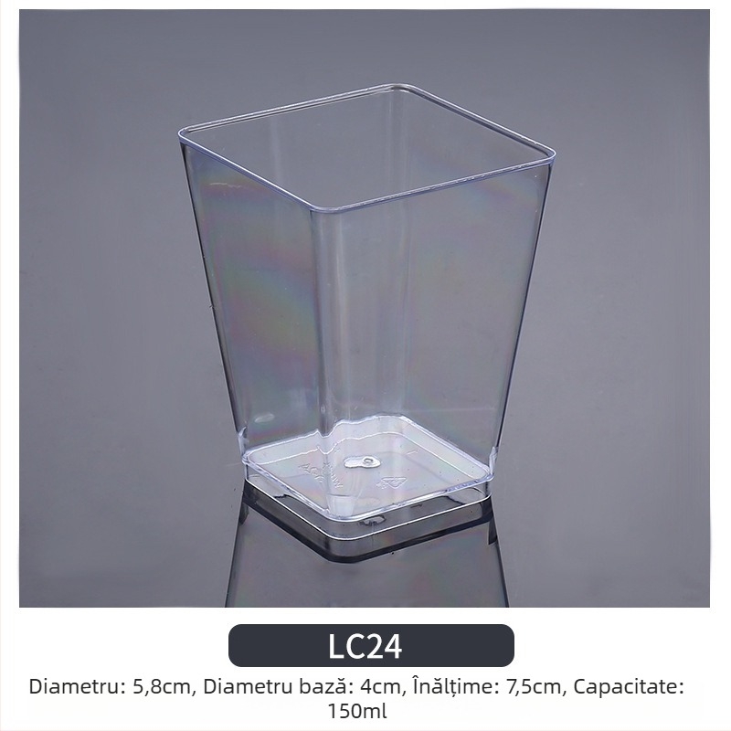 Cupe mousse de unică folosință, design îngroșat, cupă creativă de jeleu pentru deserturi, model 7770, plastic PS, cu capac, pentru ambalarea alimentelor