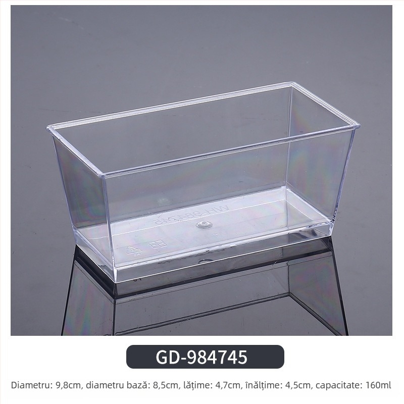 Cupe mousse de unică folosință, design îngroșat, cupă creativă de jeleu pentru deserturi, model 7770, plastic PS, cu capac, pentru ambalarea alimentelor