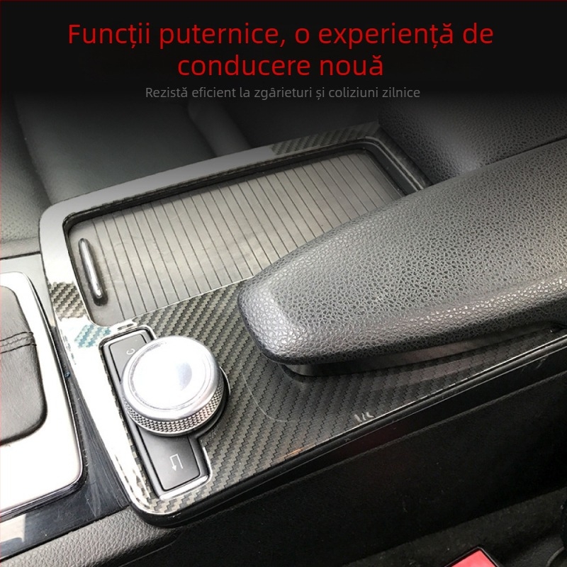Panou decorativ pentru suportul de pahare din consola centrală pentru Mercedes-Benz C-Class W204 (2008–2014) • Material: Plastic • Model: Armrest box • Compatibilitate: Mercedes-Benz C-Class W204