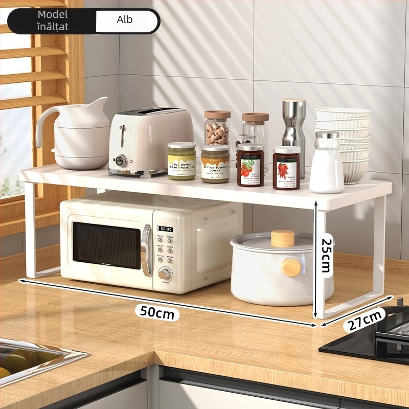 Raft de bucătărie din lemn pentru cuptorul cu microunde — Multifuncțional, cu mai multe etaje, pentru blat