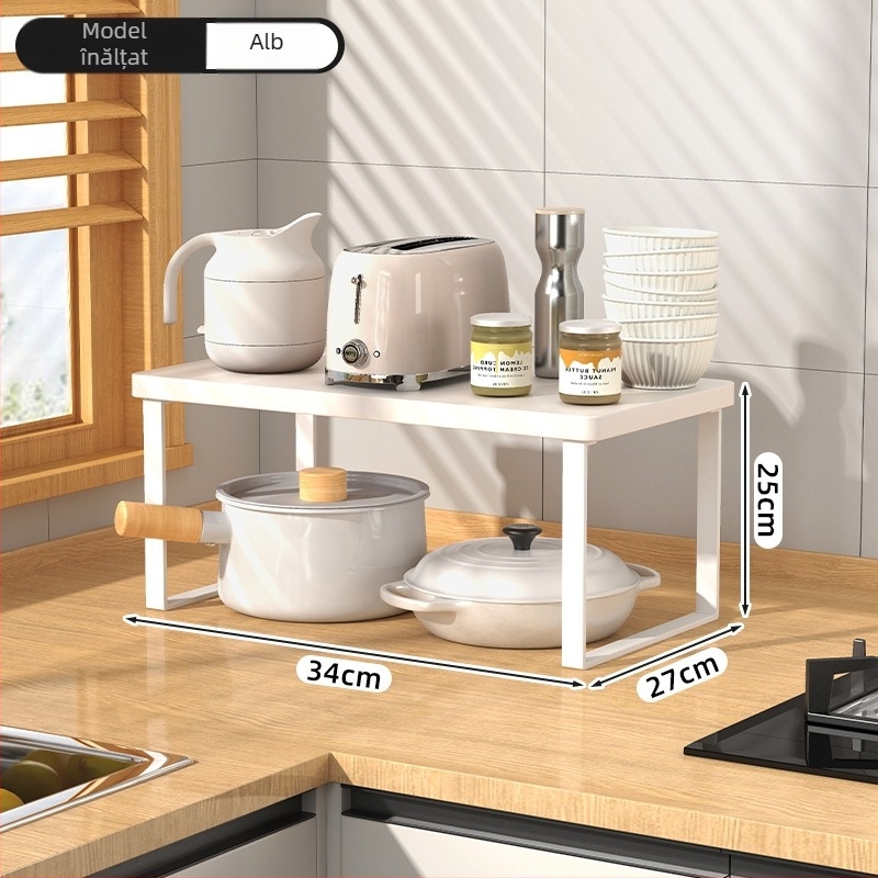 Raft de bucătărie din lemn pentru cuptorul cu microunde — Multifuncțional, cu mai multe etaje, pentru blat