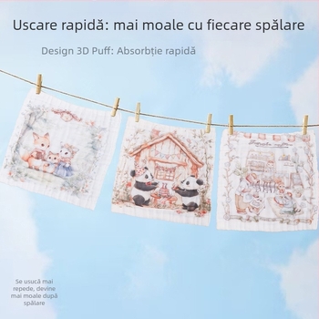 Prosop de bebeluși din tifon de bumbac, pătrat, 40 g, absorbție 0–5 s, fire din bumbac netezit, imprimare logo disponibil