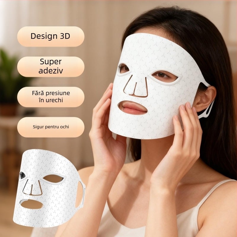 Moonsiti mască de frumusețe cu foton și LED infraroșu, lumină roșu/albastră – reducerea ridurilor, acnee și pete, rejuvenare a pielii, reîncărcabilă