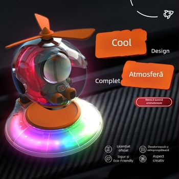 Difuzor de aromă pentru mașină cu lumină ambientală și control prin sunet | plastic, 5–10 mL, aromă oceanică, evaporare 1–15 zile, durată de viață 3 ani