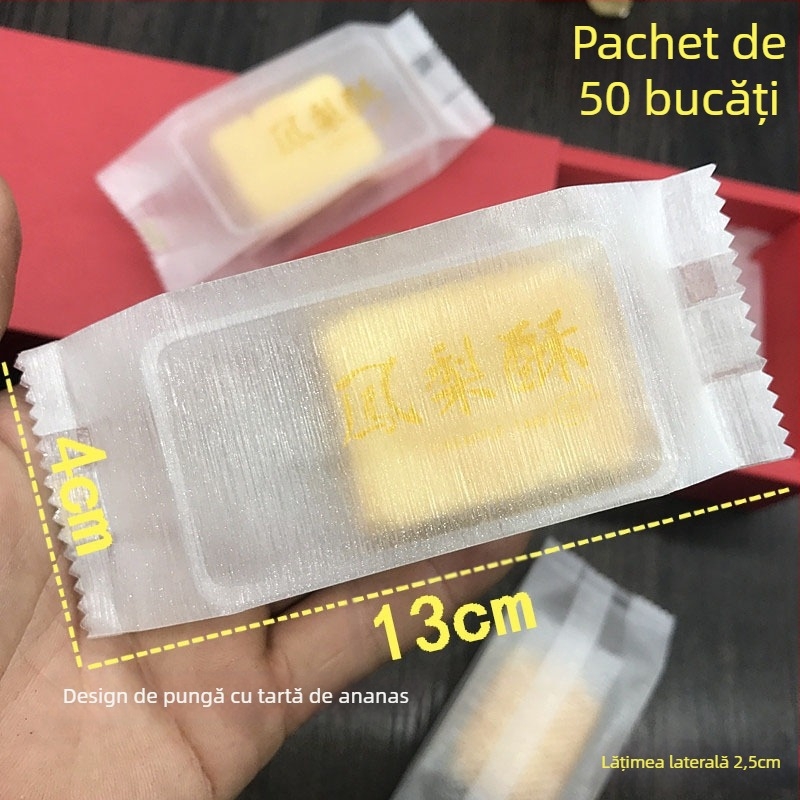 Pungă de sigilare pentru gustări, semi-transparentă, imprimare gravură, material compozit, personalizabilă, 50 buc/ambalaj