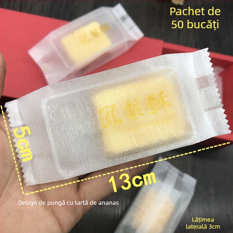 Pungă de sigilare pentru gustări, semi-transparentă, imprimare gravură, material compozit, personalizabilă, 50 buc/ambalaj