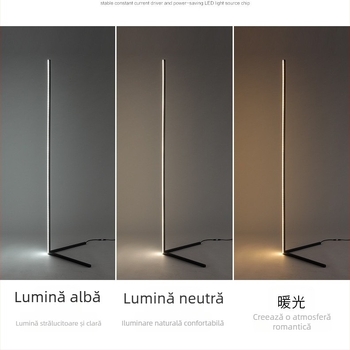 Lampa de podea LED cu trei temperaturi de culoare, reglabilă, corp din aluminiu, abajur PC