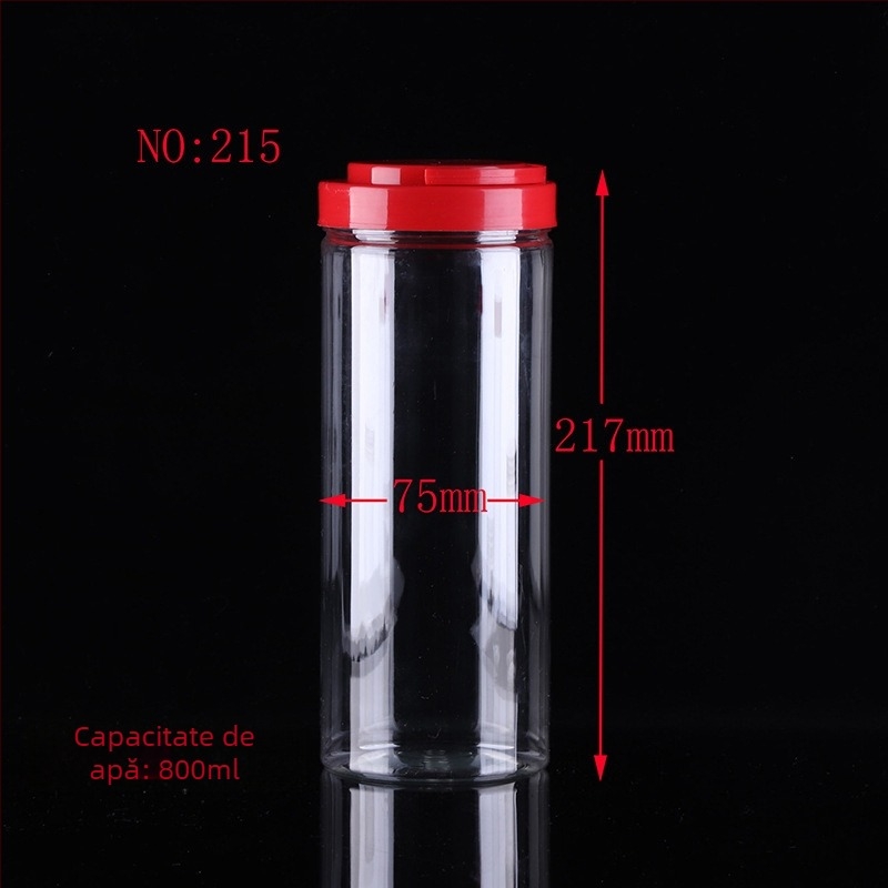 PET sticlă transparentă cilindrică, cu mâner și capac cu gură largă, pentru ambalarea zilnică a substanțelor chimice, logo imprimat